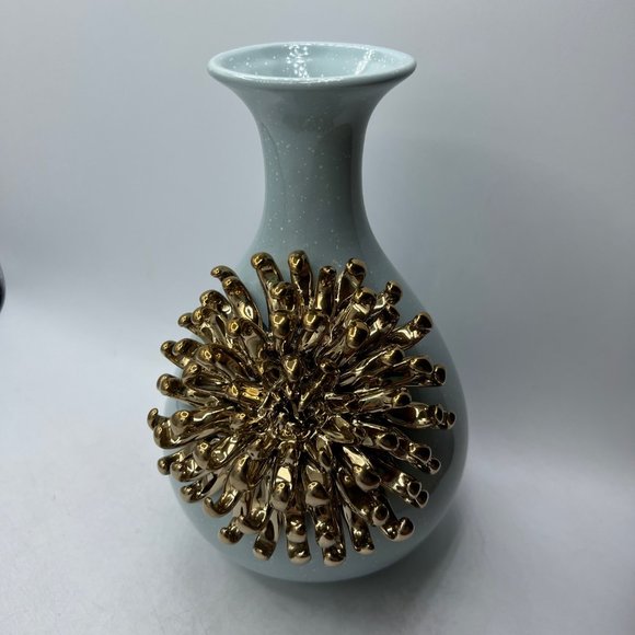 Anthropologie Accents Anthropologie Vase 3d Gold Chrysanthemum